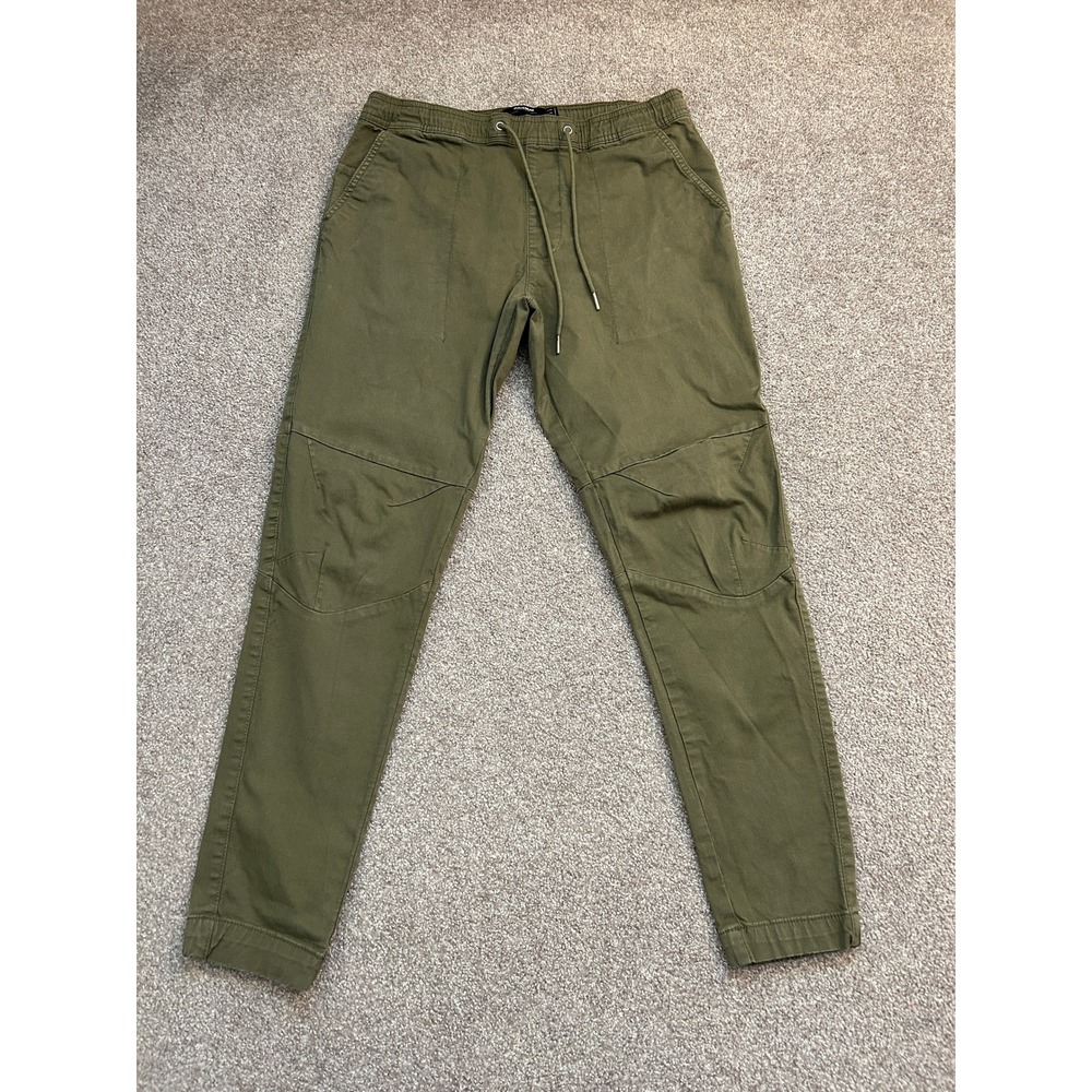 Pull&Bear Jogger Pants Mens M Olive Green Excellent Articulated Knee 8678/504